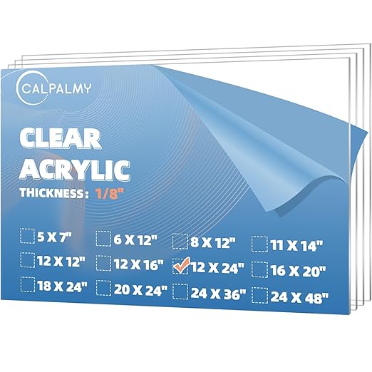 CALPALMY 12x24 Clear Acrylic Sheet Plexiglass 1/8” Thick, Use by CalPalmy