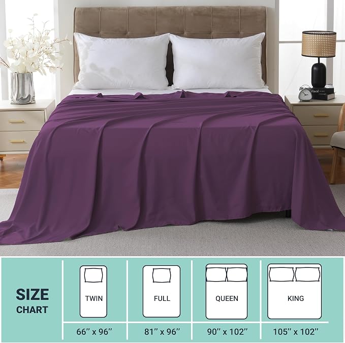 ZPECC Queen Flat Sheet Only 1 Pack, Durable Dark Purple Top Bed Sheets - Image 5