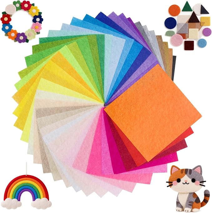 6" x 6" Felt Fabric Sheets for Crafts, 1mm Thick, Squares Non-Woven Felt Fabric - Image 5