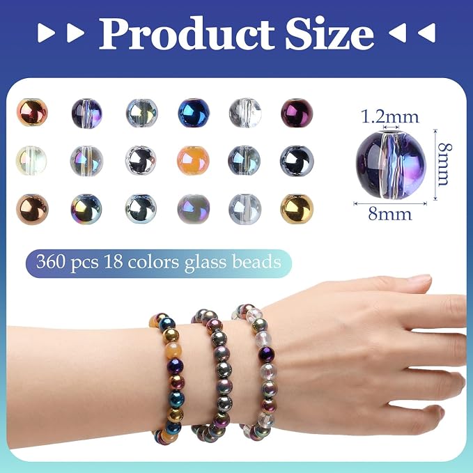 DUQGUHO 8mm Silver Beads for Jewelry Making, Electroplated Silver Glass Beads - Image 4