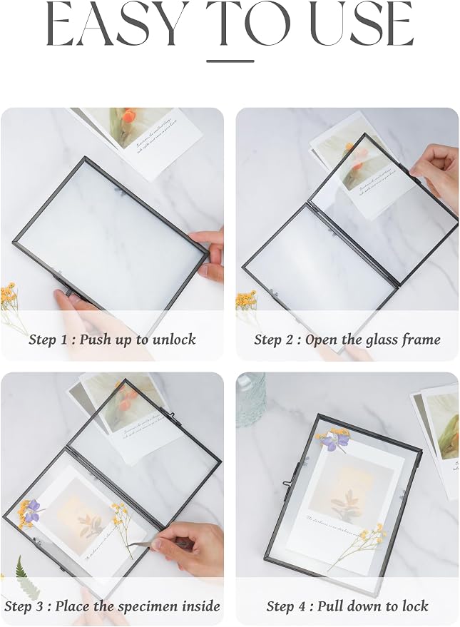 REDHUGO Glass Pressed Flower Frame Handmade, Floating Picture Frames - Image 6