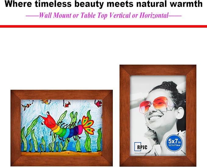 RPJC 5x7 Picture Frames Made of Solid Wood High Definition Glass - Image 5