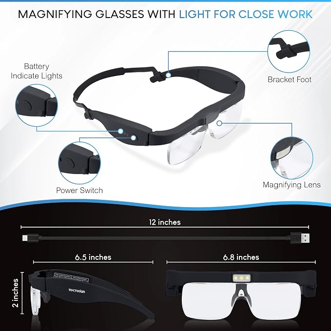 Magnifying Glass with Light, Magnifying Glasses with 5 Detachable Lenses - Image 2