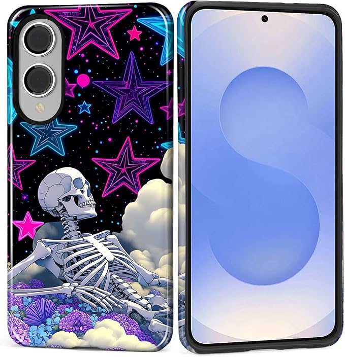 for Samsung Galaxy S25 Edge Case, Skull Star Collage Pattern Glossy 2 in 1 by Teonvpu