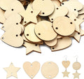 180 pcs 3 Styles Heart Star Theme Unfinished Wood Cutout Charms Flat Round by Gythara