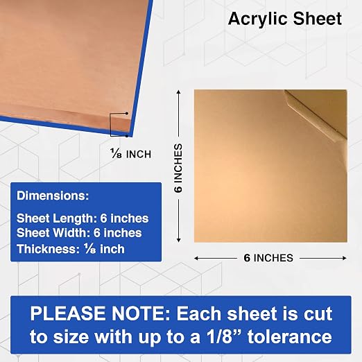 Duco Clear Cast Acrylic Sheets 1/8" Thick 6" x 6" - Image 2