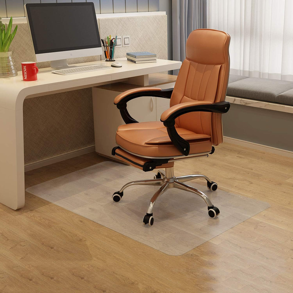 Office Chair Mat for Hardwood Floor, 48”x 30” Vinyl Desk Chair Mat Clear Floor Protector Mat for Rolling Chair Office & Home, Easy Glide and Flat Without Curling