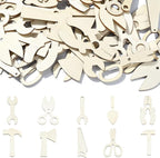 LiQunSweet 50 Pcs Random Styles Tool Theme Unfinished Wood Cutout Creative by LiQunSweet