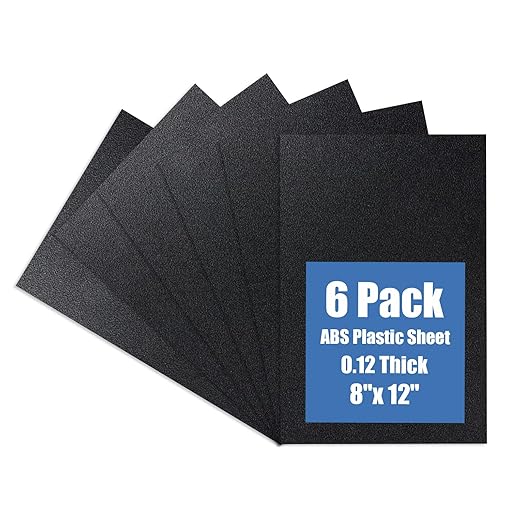 Plastic Sheet 8" x 12" x 0.125", Abs Plastic Sheets 6 Pack by KINLINK
