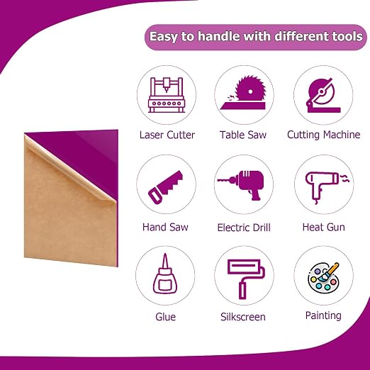 2 Pack 8'' x 12'' Opaque Purple Acrylic Sheet, 3mm Thick Acrylic Plexiglass - Image 4