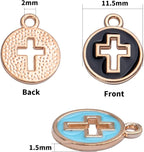 Aylifu 40pcs Round Enamel Cross Charms Alloy Crucifix Charm Pendants - Image 3
