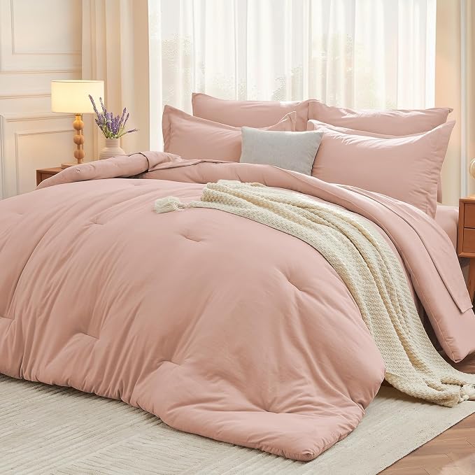 MUXHOMO 7 Pieces Queen Comforter Set, Soft Bed in a Bag Queen Size, All Season by MUXHOMO