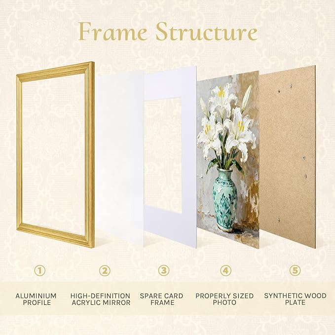 TWING 11x14 Picture Frame, Ornate Vintage 11x14 Gold Picture Frames, 1 Pack | - Image 6