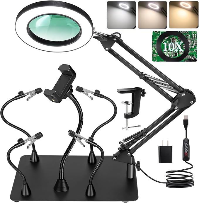 Helping Hands Soldering Station, 12X Magnifying Glass by MagnieOpti