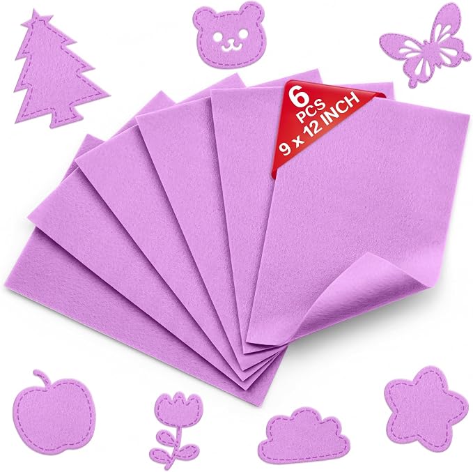 Amethyst Soft Felt Sheets for Crafts, 1.6mm Thick, Kids' Crafts, DIY Projects by Grainear