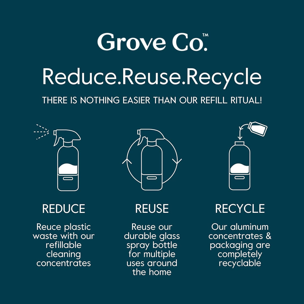 Grove Co. Floor Cleaner Refill Concentrate (6 x 1 Fl Oz) Plant-based Household Cleaning Supplies, Ammonia & Chlorine Free, No Plastic Waste, 100% Natural Orange & Rosemary Scent, 3 x 2 Pack Refills