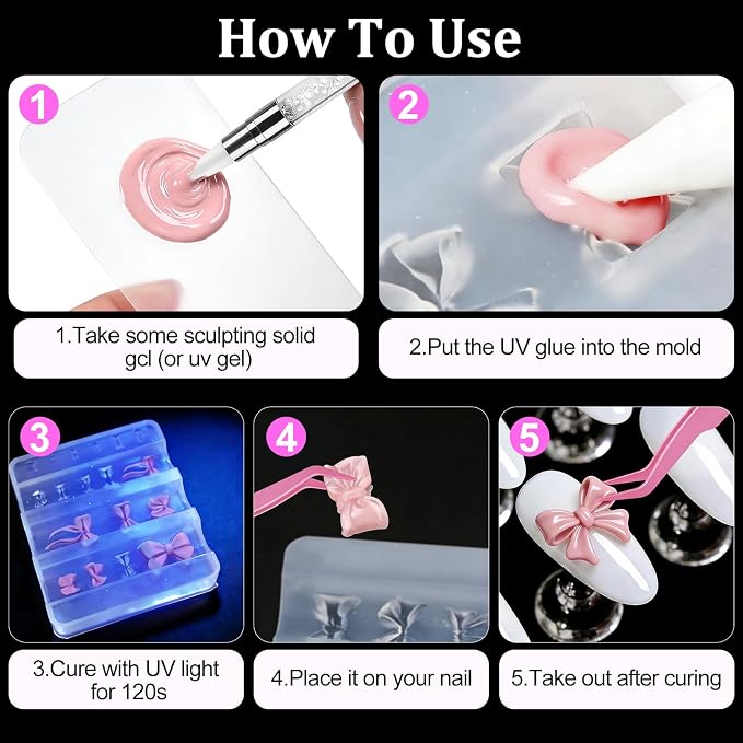 6pcs 3D Flower Silicone Nail Art Molds Kit - Image 7
