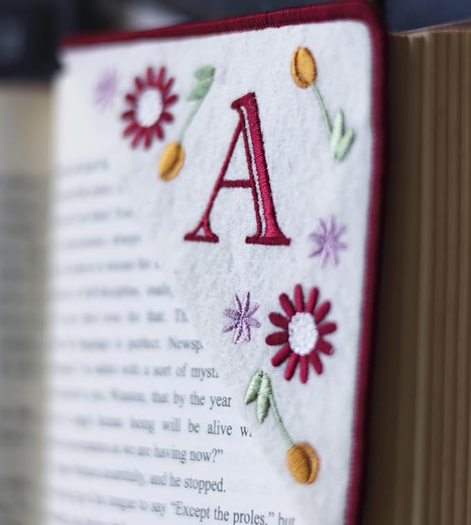 Personalized Embroidered Corner Mark, 4 Pack, Finished Initial Felt Bookmark - Image 7