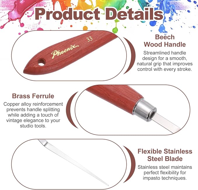 MECCANIXITY Pack of 1 Palette Knife No.33, 8.3" Long Palette Knives - Image 3