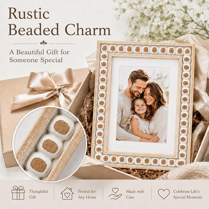 Solid Wood 6x8 Picture Frame Beaded Frame - Image 8