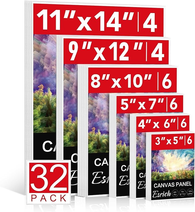 ESRICH Canvas Boards for Painting 32 Pack Art Supplies Paint Canvas 3x5 by ESRICH