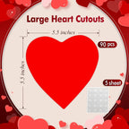 90 Pieces Heart Cutouts Paper Hearts Heart Shape Cards 5.5 Inches Large - Image 2