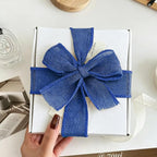 Blue Burlap Ribbon 1-1/2 inch X 10 Yard Blue Linen Wired Ribbon | Natural Linen - Image 4