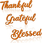 3 Pcs Unfinished Wood Thanksgiving Cutout Thankful Grateful Blessed Word by ZARUATU