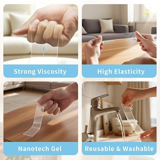 Heavy Duty Double Sided Tape, 1.18 x 80 in, 2 Pack | Removable washable nano - Image 4
