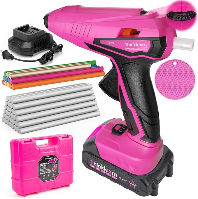 Cordless Hot Glue Gun - 20V Temp Adjust Hot Glue Gun by THINKLEARN