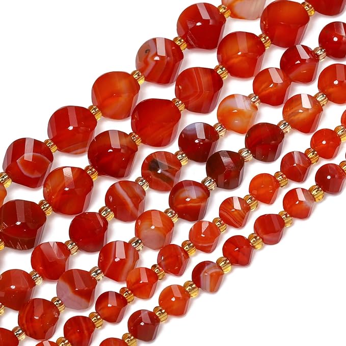 34pcs Natural Red Striped Agate Stone Beads - Image 6