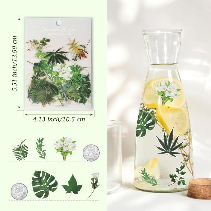 Imeepa 60Pcs Plants Stickers Transparent Scrapbooking Stickers | Waterproof - Image 2