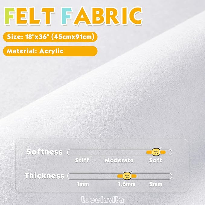 White 18" X 36" Felt Fabric Sheet - Image 2