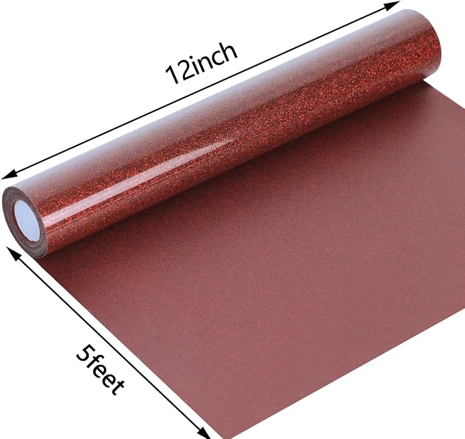 guangyintong Heat Transfer Vinyl Glitter Royal Red HTV Rolls, Glitter HTV Vinyl - Image 2