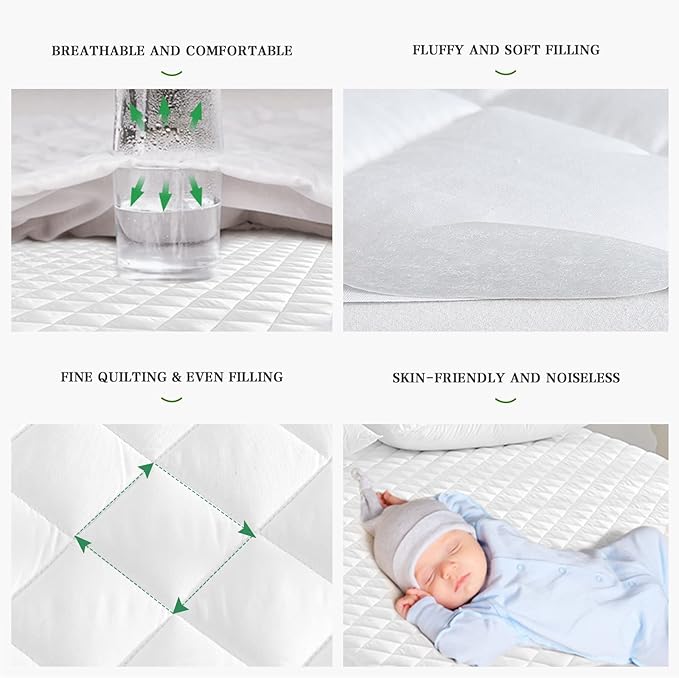 UNILIBRA California King Mattress Pad Waterproof Rayon Made from Bamboo - Image 4