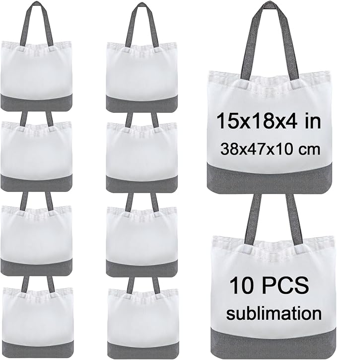 OKBA 10 pcs Sublimation Tote Bags, polyester tote bags by OKBA