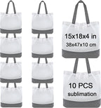 OKBA 10 pcs Sublimation Tote Bags, polyester tote bags by OKBA