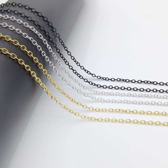 60 Feet Metal Iron Necklace Chains 3mm Bulk Curb Link Chain - Image 5