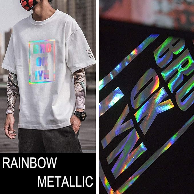 Holographic Rainbow Silver Foil HTV Heat Transfer Vinyl - Image 4