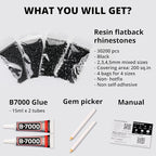 30200Pcs Black Rhinestones for Bedazzling, Mixed Sizes 2, 5mm Flatback Gems - Image 2