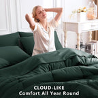 CozyLux King Size Comforter Set Forest Green, 7 Pieces Bed in a Bag, All Season - Image 4