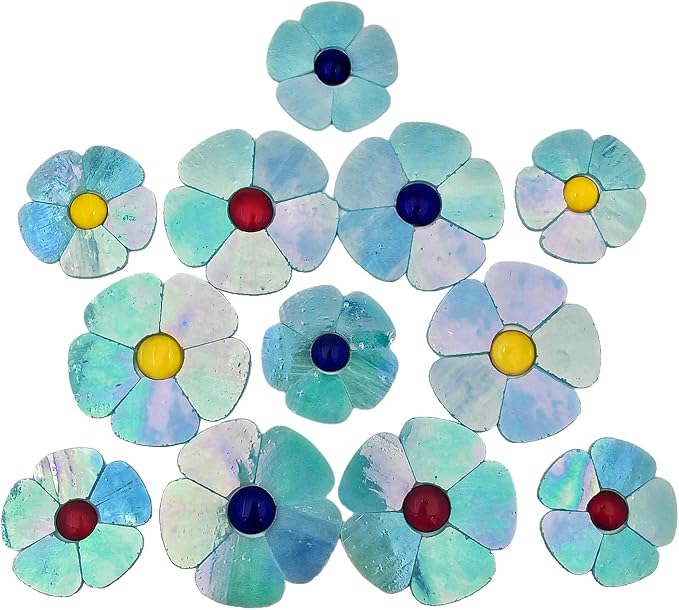 Esweny 12 Flower Stained Glass Mosaic Tiles - Image 6