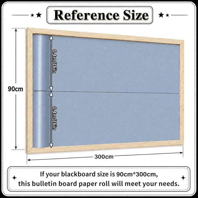 Cottage Blue Bulletin Board Roll Non-Woven Fabric Poster 16in X 20ft | Back to - Image 3