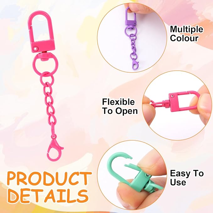 16 Pcs Metal Keychain Clip, Colorful Swivel Snap Hook - Image 3