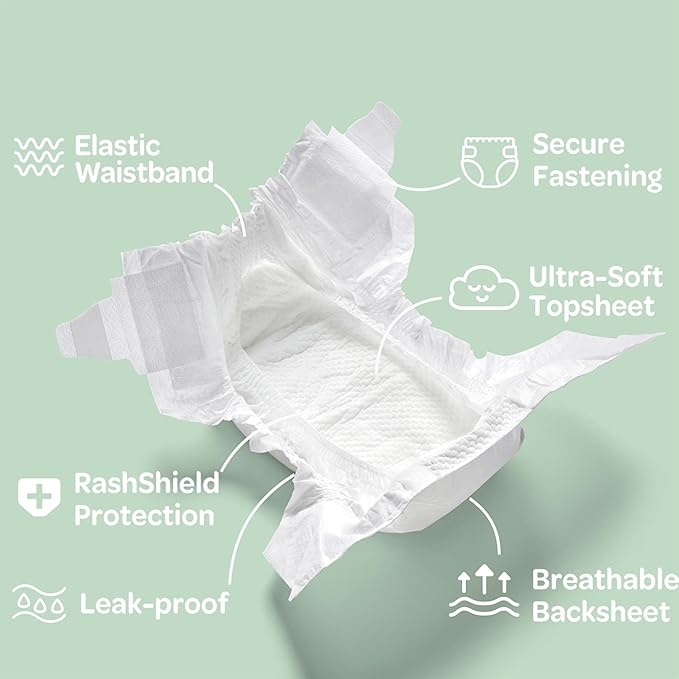Parasol Clear+Dry Disposable Diapers and Clear+Pure Wipes, RashShield Protection, Size 6 (35 lbs and Up), Diaper Bundle of 120 Diapers & 240 Wipes