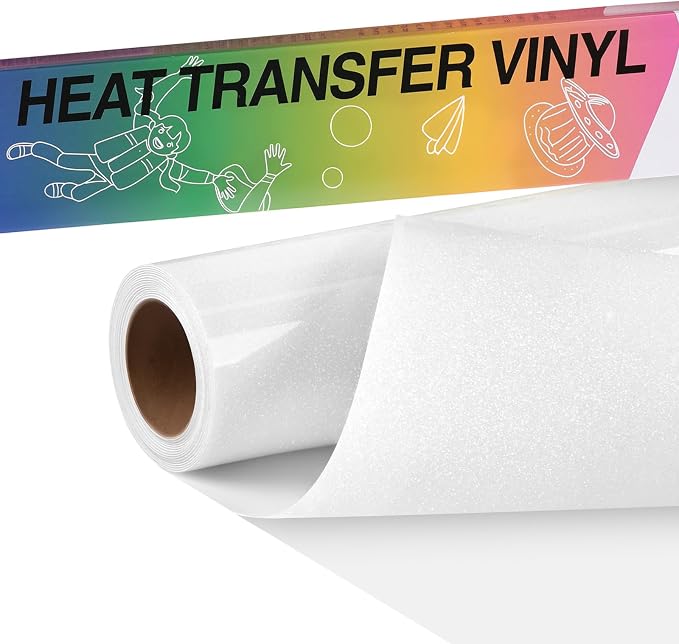 HTVRONT White Glitter HTV Heat Transfer Vinyl by HTVRONT