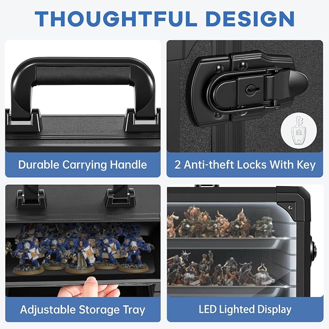 WELIDAY Miniatures Storage Case Miniatures Transport Case Aluminum Alloy Frame - Image 5