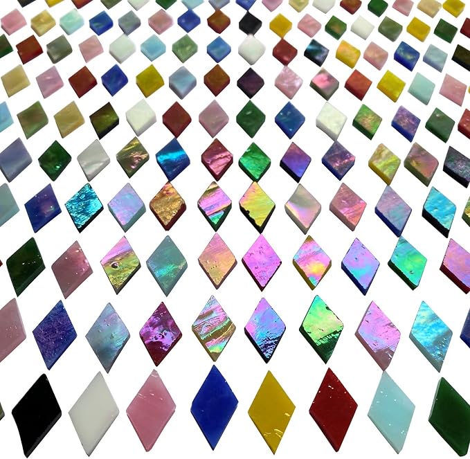 Magic Iridescent Mosaic Tiles for Crafts, 530 Pieces Colorful Stained Glass by KALUCION