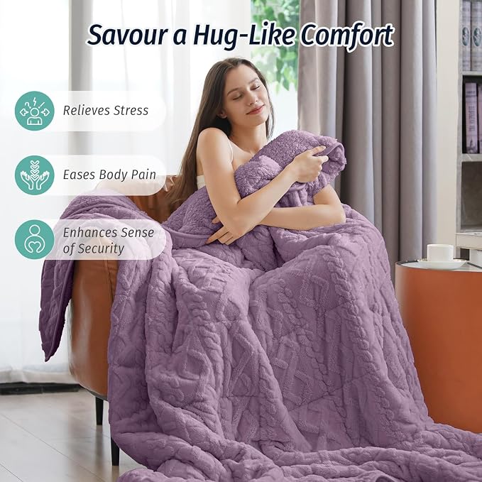 Wemore Weighted Blanket for Adults Twin Size 20 lbs, Dual Sided Soft Fuzzy - Image 4