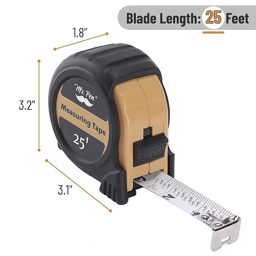 Mr. Pen- Retractable Tape Measure 25 ft, Light Brown, Easy Read | Steel - Image 2